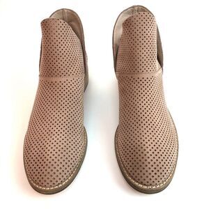 Eileen Fisher Leaf 6.5 Booties Tan Nubuck Perforated Slip On MSRP $275